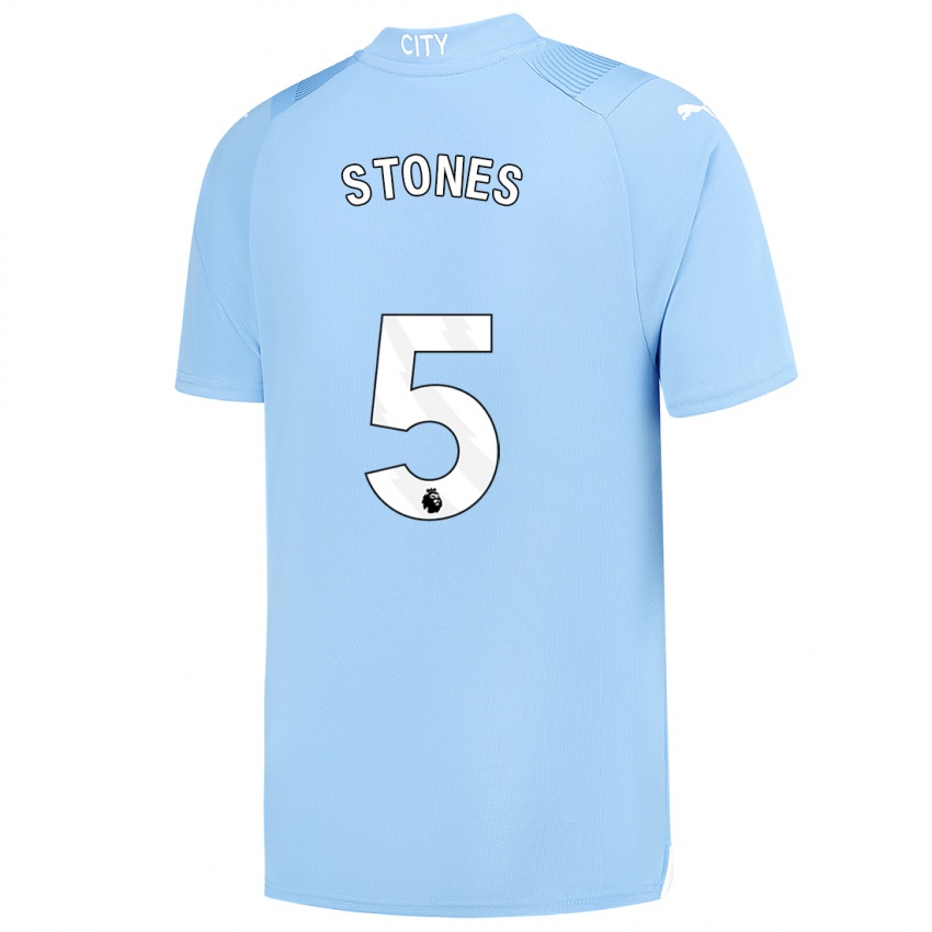 Criança Camisola John Stones #5 Azul Claro Principal 2023/24 Camisa