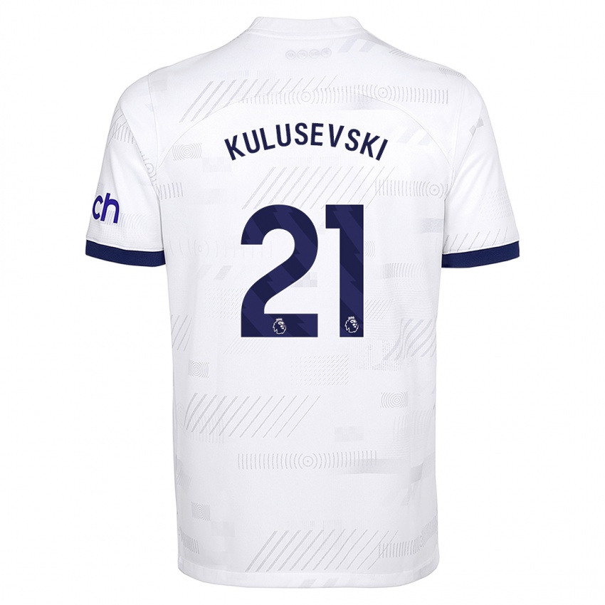 Criança Camisola Dejan Kulusevski #21 Branco Principal 2023/24 Camisa