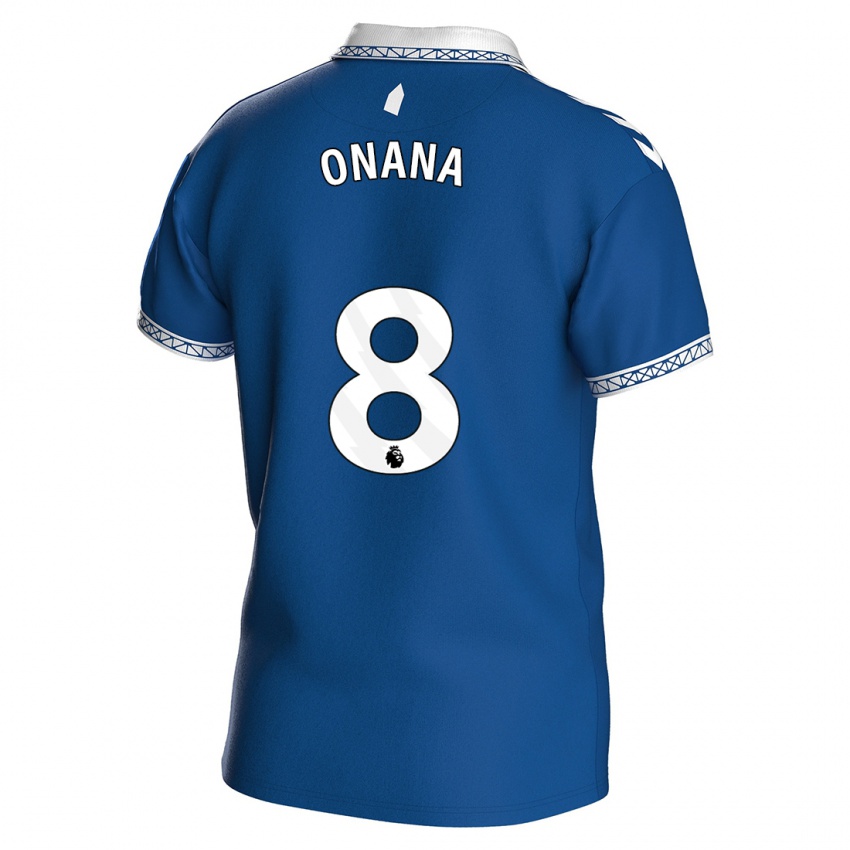 Criança Camisola Amadou Onana #8 Azul Real Principal 2023/24 Camisa