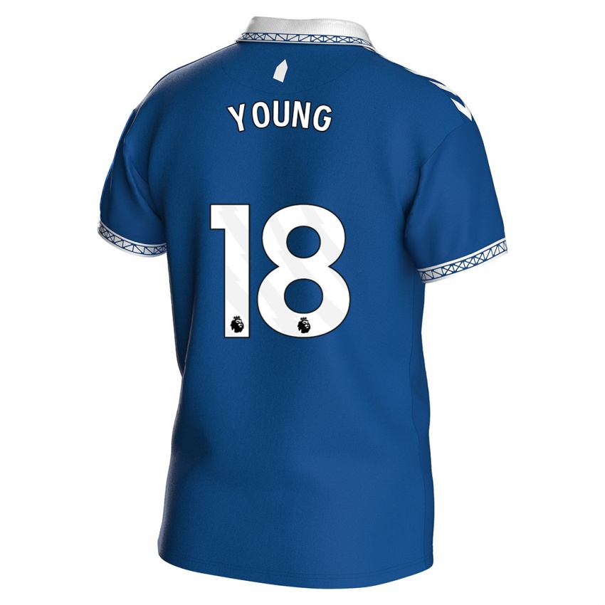 Criança Camisola Ashley Young #18 Azul Real Principal 2023/24 Camisa