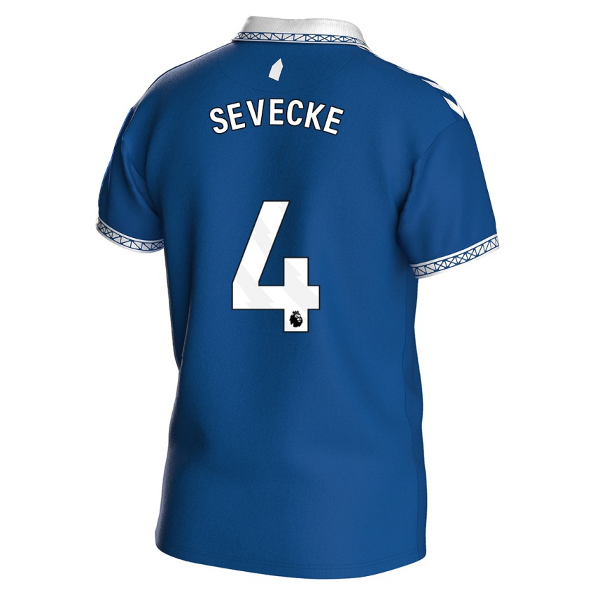 Criança Camisola Rikke Sevecke #4 Azul Real Principal 2023/24 Camisa