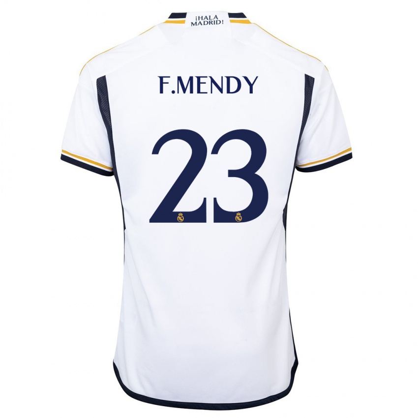 Criança Camisola Ferland Mendy #23 Branco Principal 2023/24 Camisa