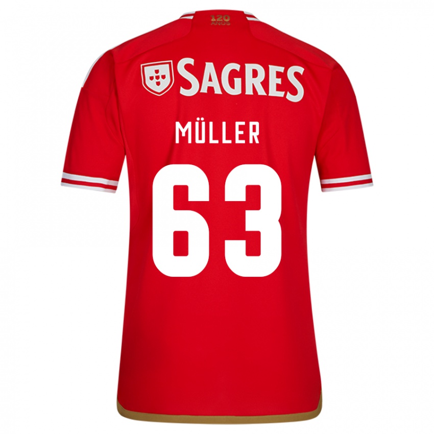 Criança Camisola José Müller #63 Vermelho Principal 2023/24 Camisa