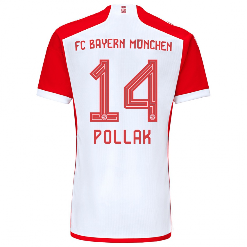 Criança Camisola Florian Pollak #14 Vermelho Branco Principal 2023/24 Camisa
