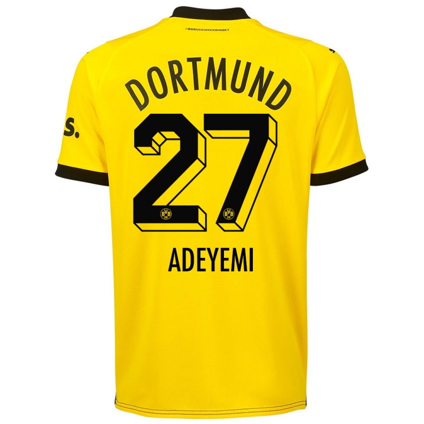 Criança Camisola Karim Adeyemi #27 Amarelo Principal 2023/24 Camisa