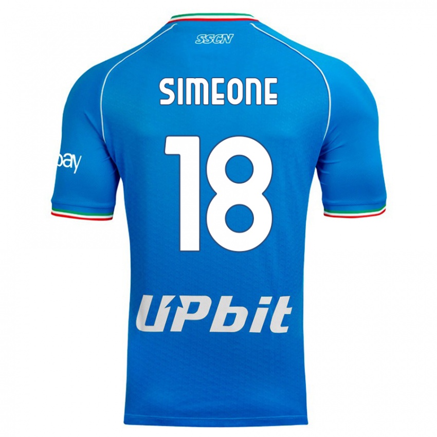 Criança Camisola Giovanni Simeone #18 Céu Azul Principal 2023/24 Camisa
