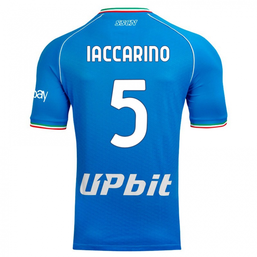 Criança Camisola Gennaro Iaccarino #5 Céu Azul Principal 2023/24 Camisa