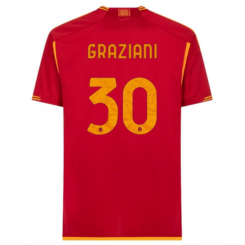 Criança Camisola Leonardo Graziani #30 Vermelho Principal 2023/24 Camisa
