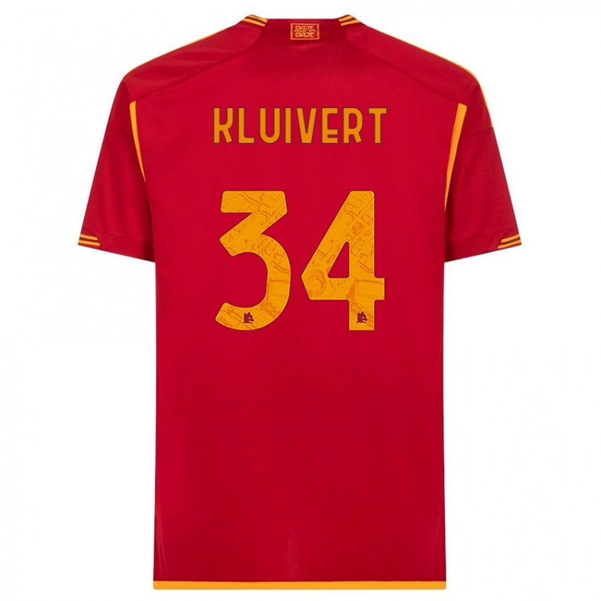 Criança Camisola Justin Kluivert #34 Vermelho Principal 2023/24 Camisa