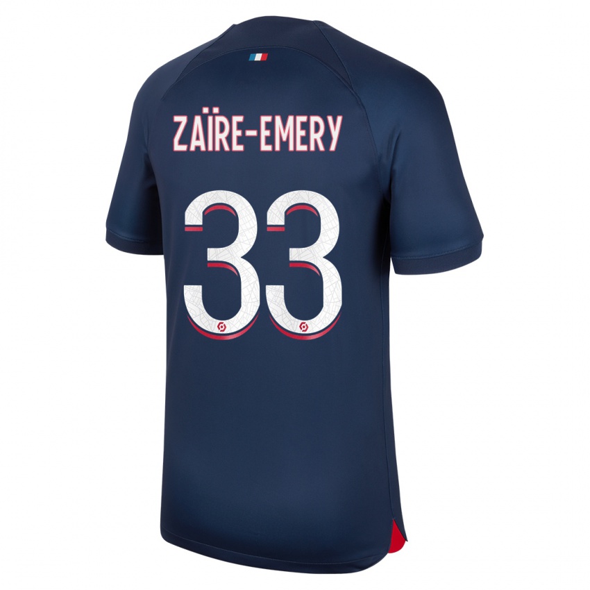 Criança Camisola Warren Zaire Emery #33 Azul Vermelho Principal 2023/24 Camisa
