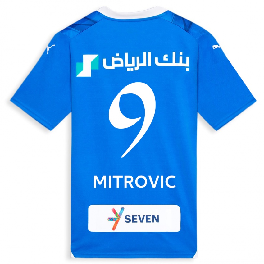 Criança Camisola Aleksandar Mitrovic #9 Azul Principal 2023/24 Camisa