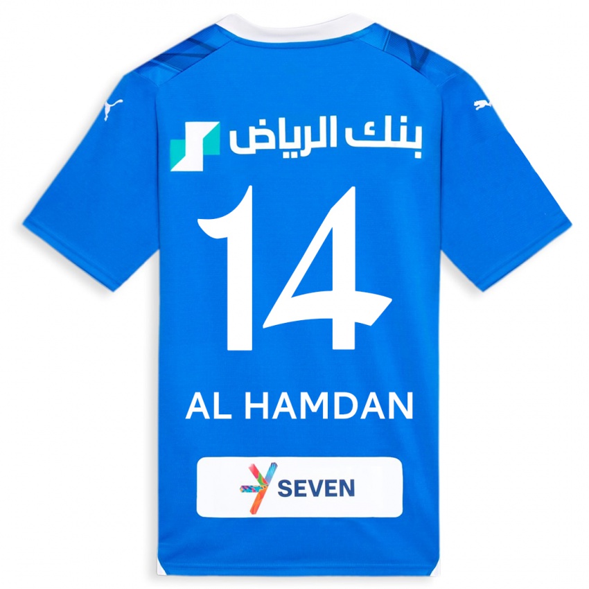 Criança Camisola Abdullah Al-Hamdan #14 Azul Principal 2023/24 Camisa