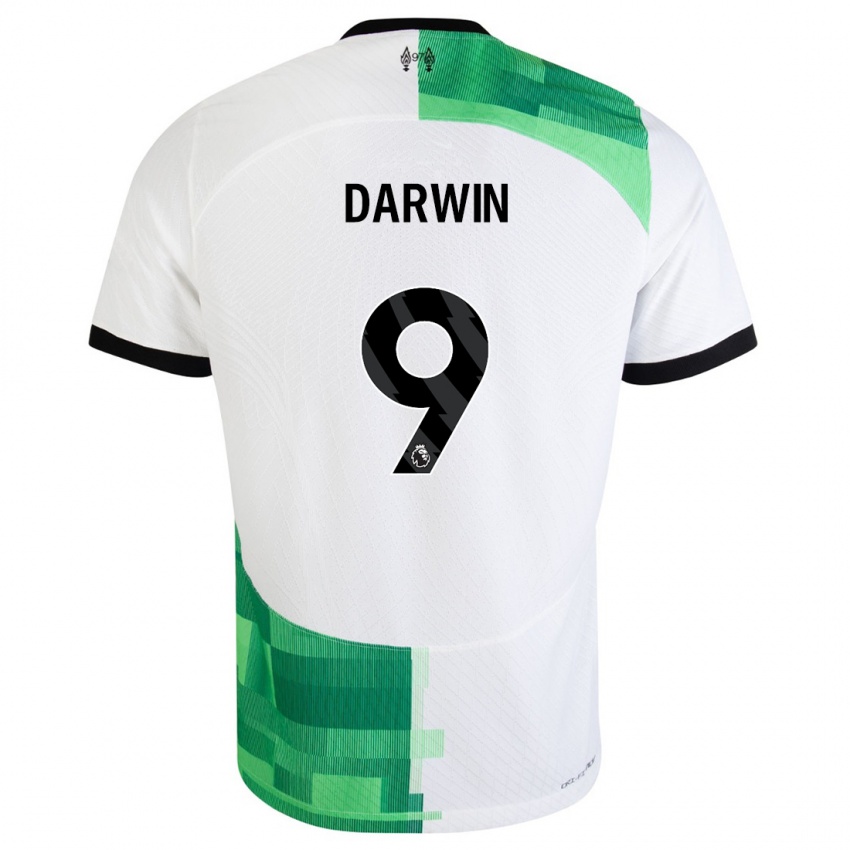 Criança Camisola Darwin Nunez #9 Branco Verde Alternativa 2023/24 Camisa