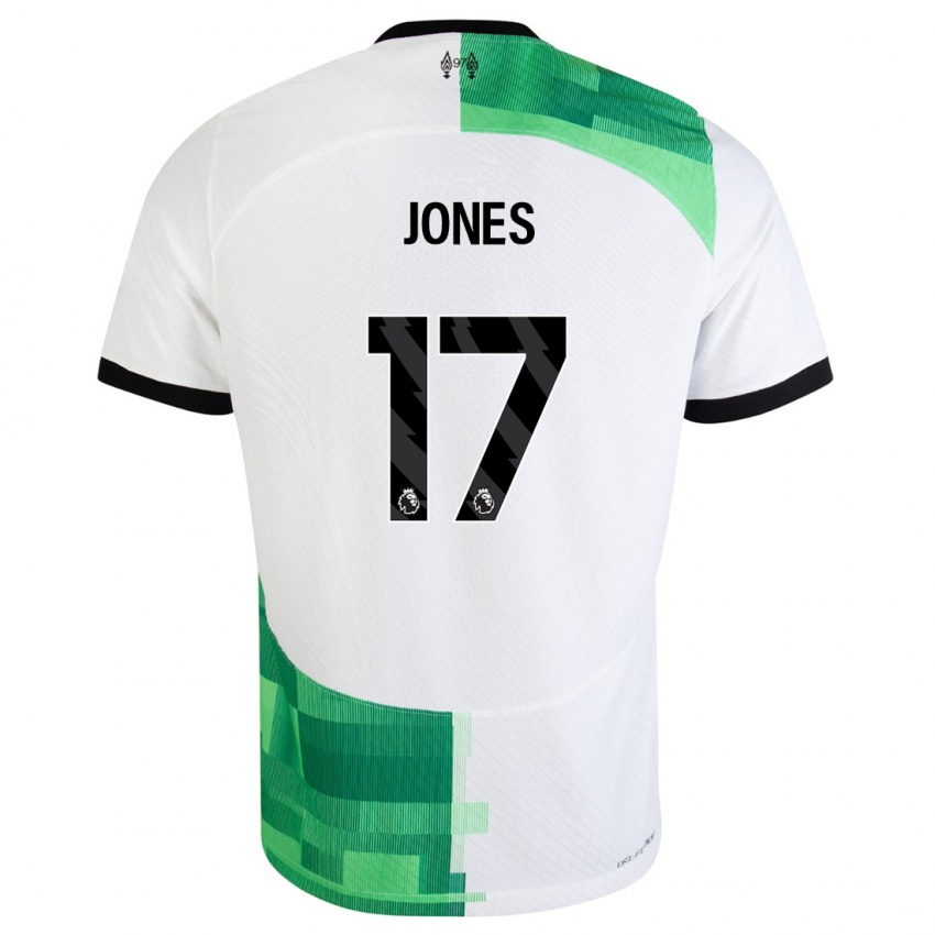 Criança Camisola Curtis Jones #17 Branco Verde Alternativa 2023/24 Camisa