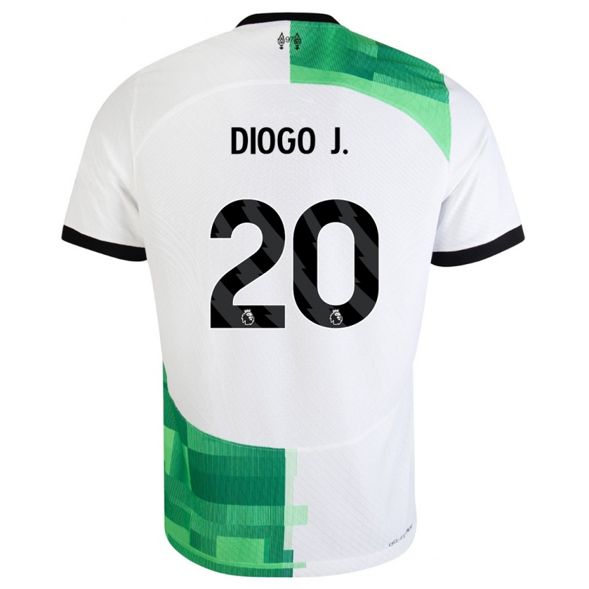 Criança Camisola Diogo Jota #20 Branco Verde Alternativa 2023/24 Camisa