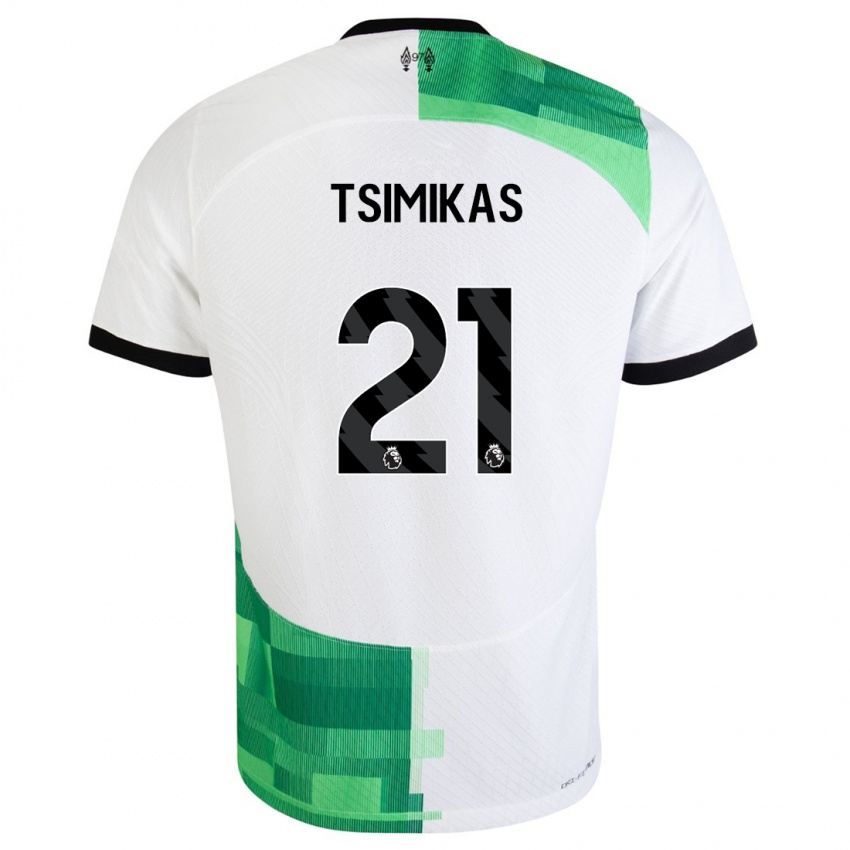 Criança Camisola Konstantinos Tsimikas #21 Branco Verde Alternativa 2023/24 Camisa