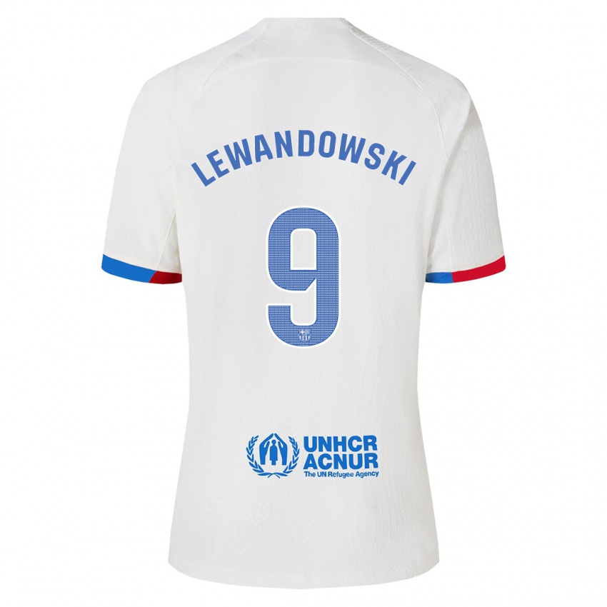 Criança Camisola Robert Lewandowski #9 Branco Alternativa 2023/24 Camisa