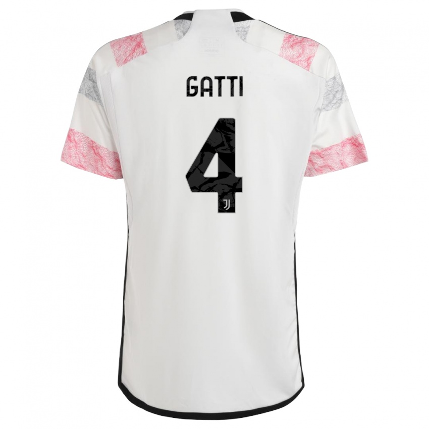 Criança Camisola Federico Gatti #4 Branco Rosa Alternativa 2023/24 Camisa