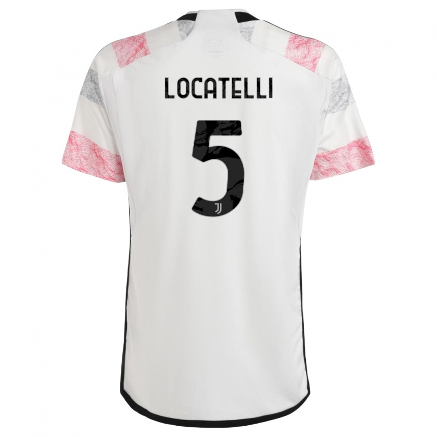 Criança Camisola Manuel Locatelli #5 Branco Rosa Alternativa 2023/24 Camisa