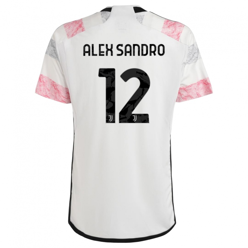 Criança Camisola Alex Sandro #12 Branco Rosa Alternativa 2023/24 Camisa