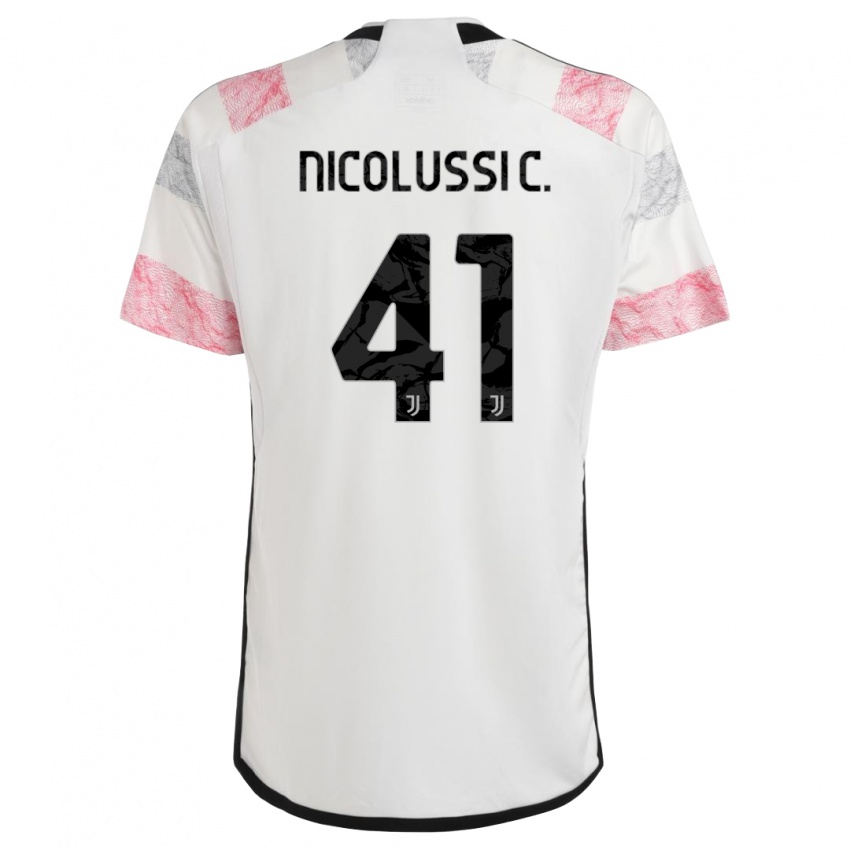 Criança Camisola Hans Nicolussi Caviglia #41 Branco Rosa Alternativa 2023/24 Camisa