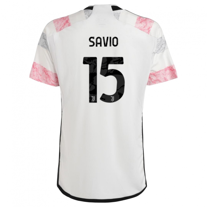 Criança Camisola Federico Savio #15 Branco Rosa Alternativa 2023/24 Camisa