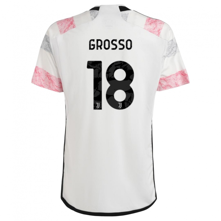 Criança Camisola Filippo Grosso #18 Branco Rosa Alternativa 2023/24 Camisa