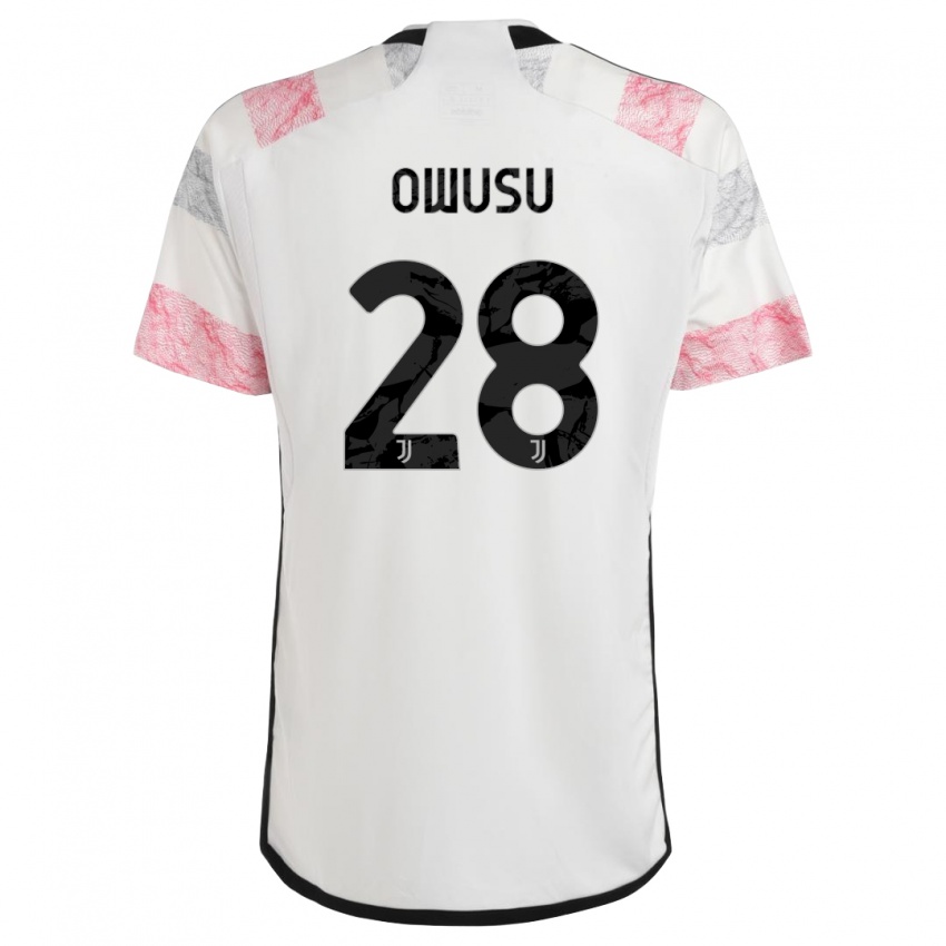 Criança Camisola Augusto Owusu #28 Branco Rosa Alternativa 2023/24 Camisa