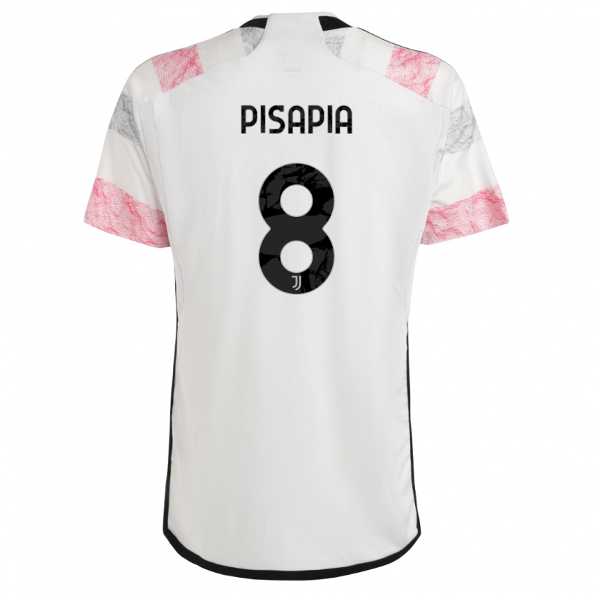 Criança Camisola Luciano Pisapia #8 Branco Rosa Alternativa 2023/24 Camisa