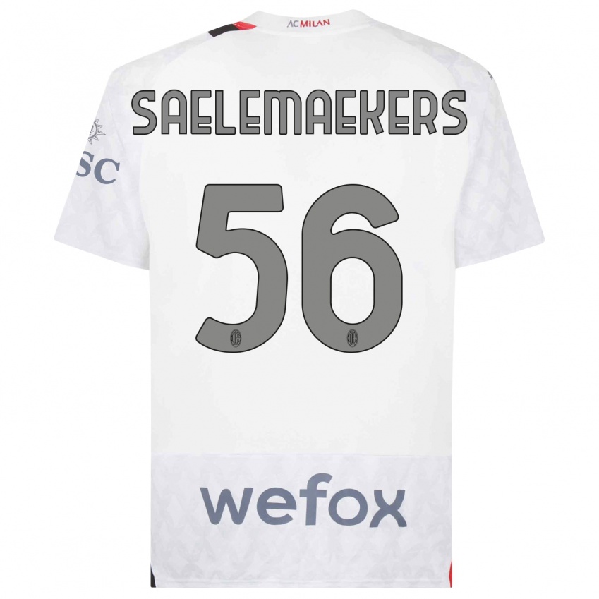 Criança Camisola Alexis Saelemaekers #56 Branco Alternativa 2023/24 Camisa