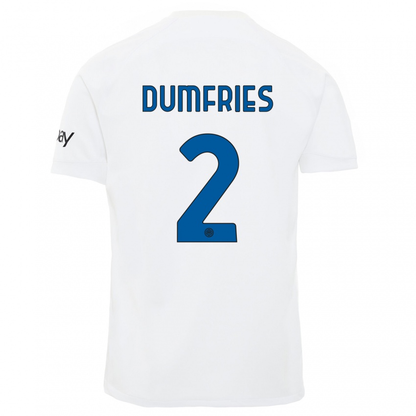 Criança Camisola Denzel Dumfries #2 Branco Alternativa 2023/24 Camisa
