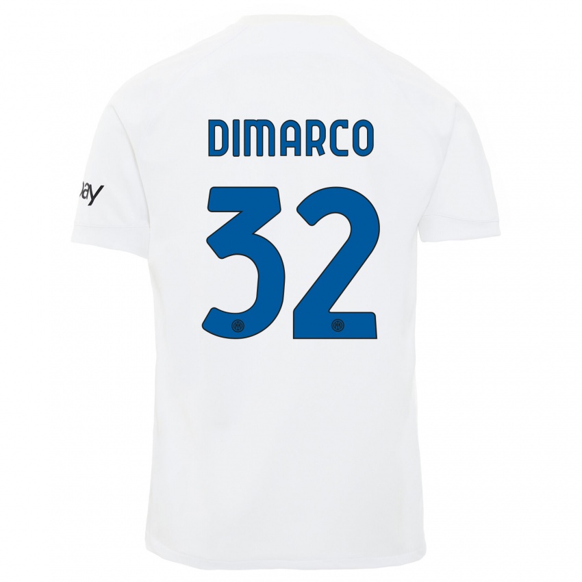 Criança Camisola Federico Dimarco #32 Branco Alternativa 2023/24 Camisa