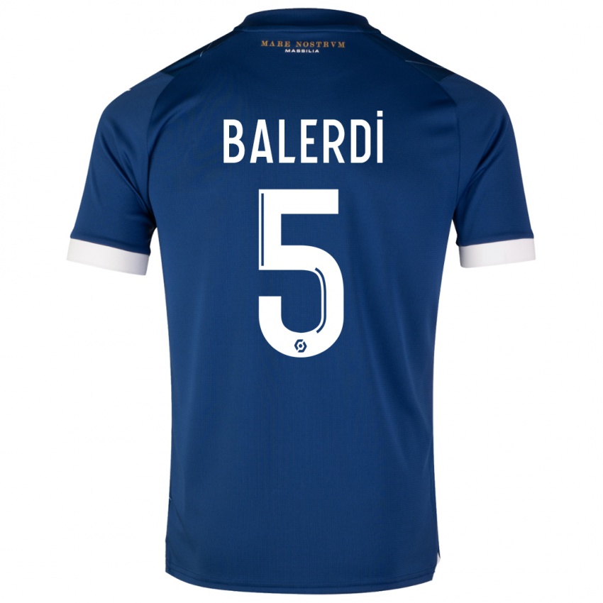 Criança Camisola Leonardo Balerdi #5 Azul Escuro Alternativa 2023/24 Camisa