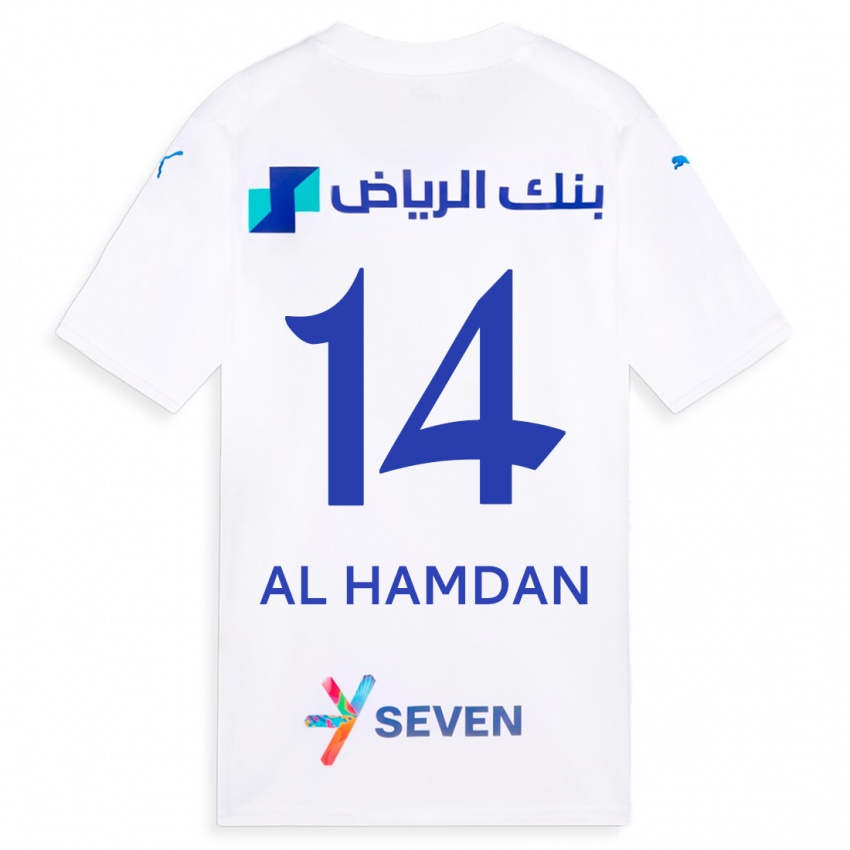 Criança Camisola Abdullah Al-Hamdan #14 Branco Alternativa 2023/24 Camisa