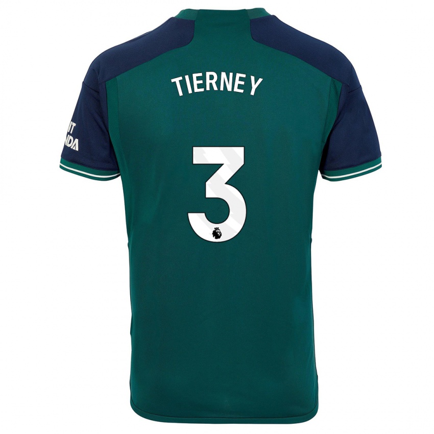 Criança Camisola Kieran Tierney #3 Verde Terceiro 2023/24 Camisa