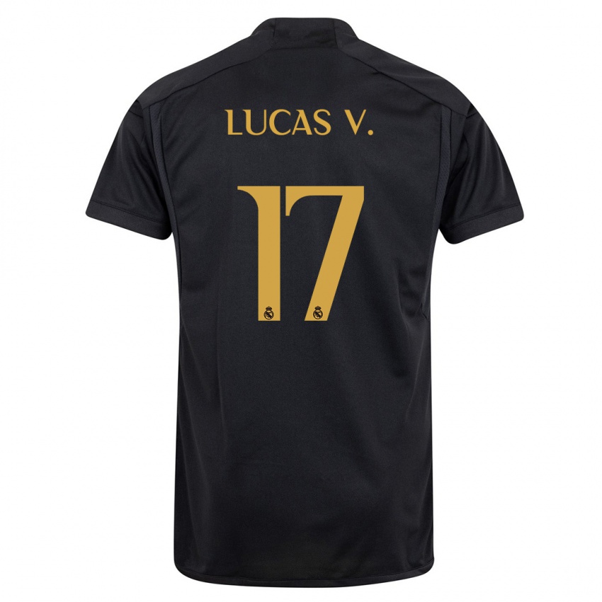 Criança Camisola Lucas Vazquez #17 Preto Terceiro 2023/24 Camisa