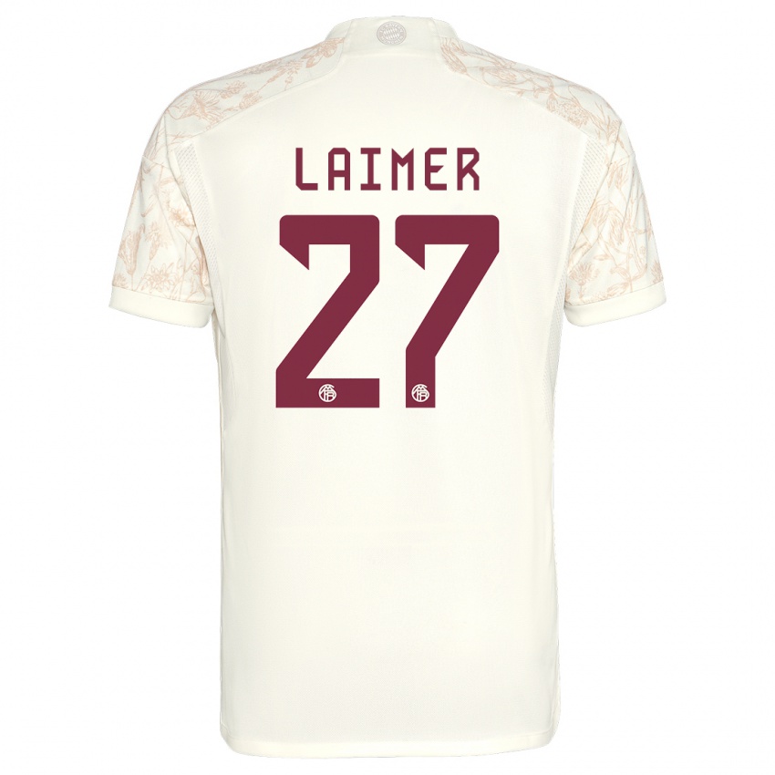 Criança Camisola Konrad Laimer #27 Off White Terceiro 2023/24 Camisa
