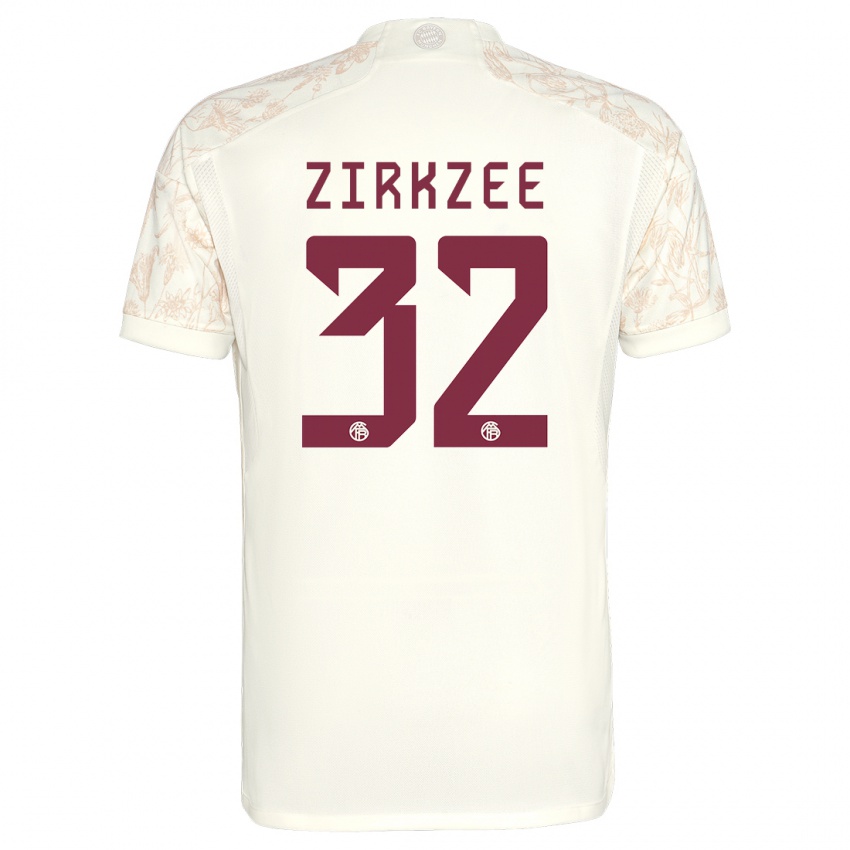 Criança Camisola Joshua Zirkzee #32 Off White Terceiro 2023/24 Camisa