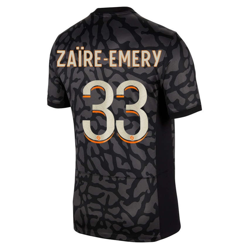 Criança Camisola Warren Zaire Emery #33 Preto Terceiro 2023/24 Camisa