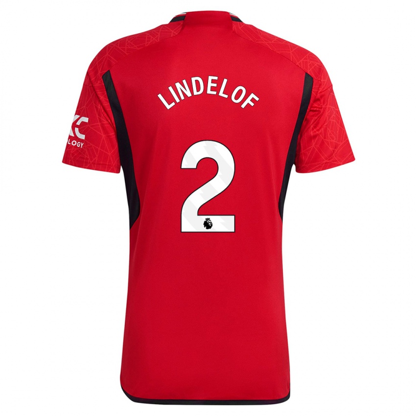 Homem Camisola Victor Lindelof #2 Vermelho Principal 2023/24 Camisa