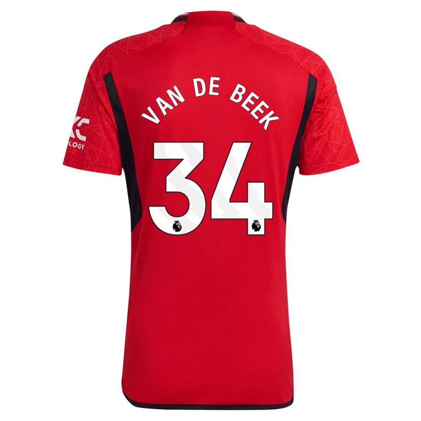 Homem Camisola Donny Van De Beek #34 Vermelho Principal 2023/24 Camisa