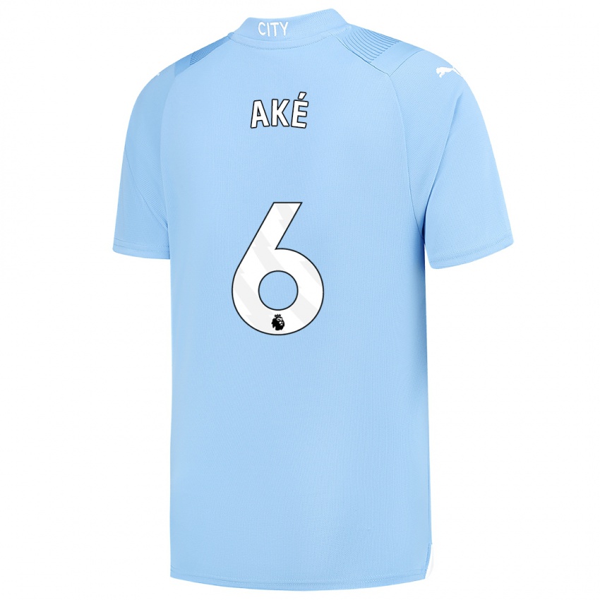 Homem Camisola Nathan Ake #6 Azul Claro Principal 2023/24 Camisa