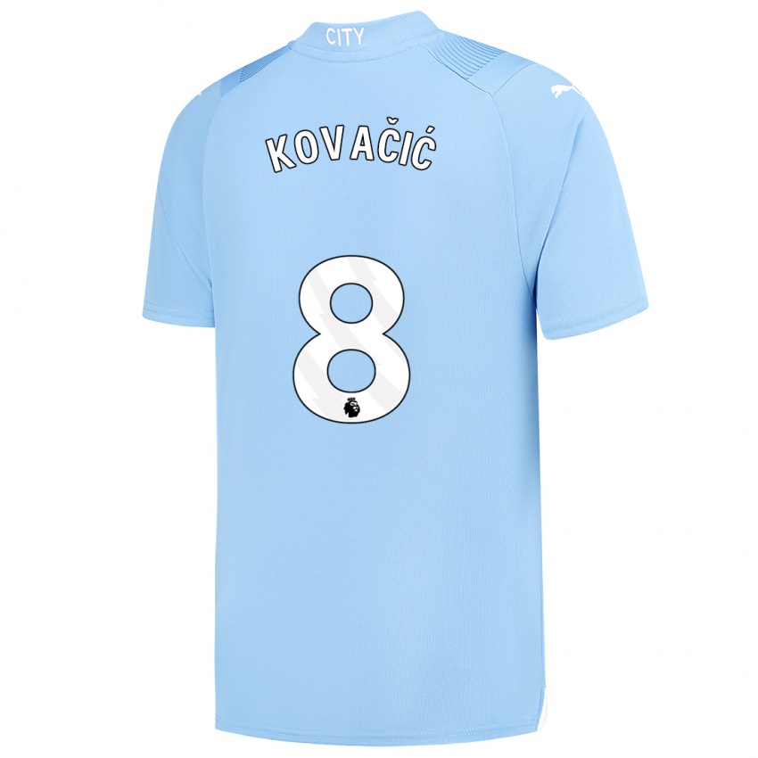Homem Camisola Mateo Kovacic #8 Azul Claro Principal 2023/24 Camisa