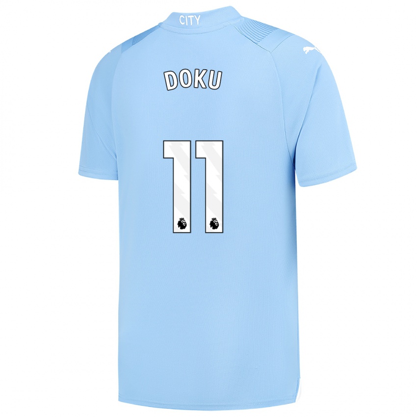 Homem Camisola Jeremy Doku #11 Azul Claro Principal 2023/24 Camisa