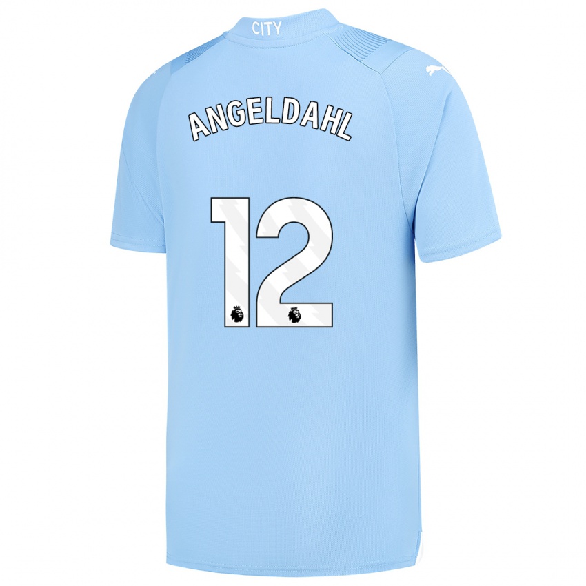 Homem Camisola Filippa Angeldahl #12 Azul Claro Principal 2023/24 Camisa
