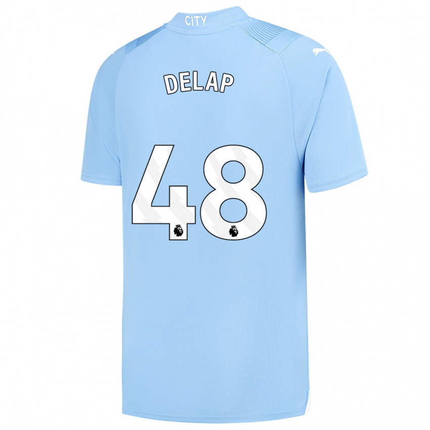 Homem Camisola Liam Delap #48 Azul Claro Principal 2023/24 Camisa