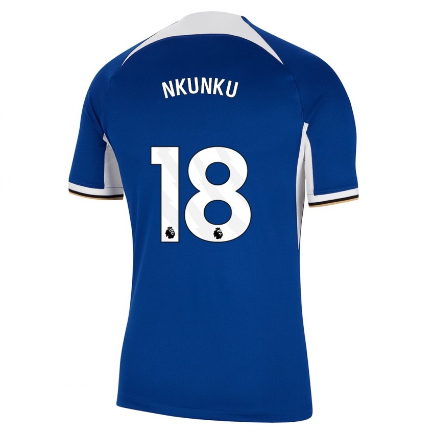 Homem Camisola Christopher Nkunku #18 Azul Principal 2023/24 Camisa