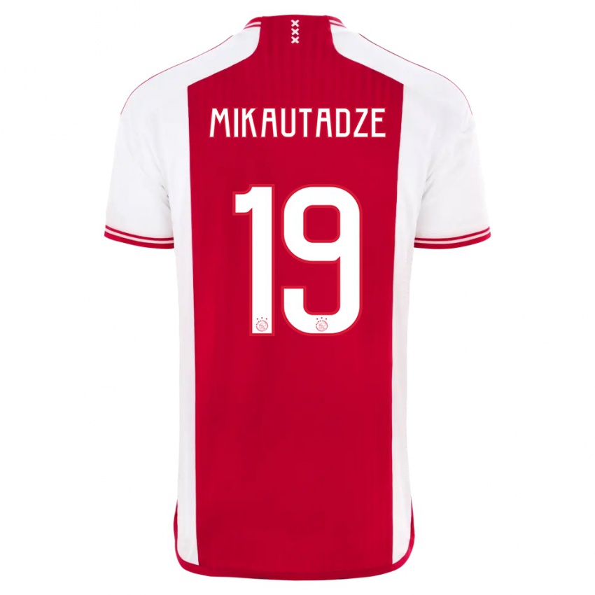 Homem Camisola Georges Mikautadze #19 Vermelho Branco Principal 2023/24 Camisa