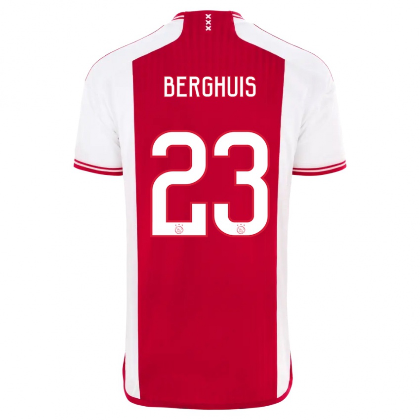 Homem Camisola Steven Berghuis #23 Vermelho Branco Principal 2023/24 Camisa
