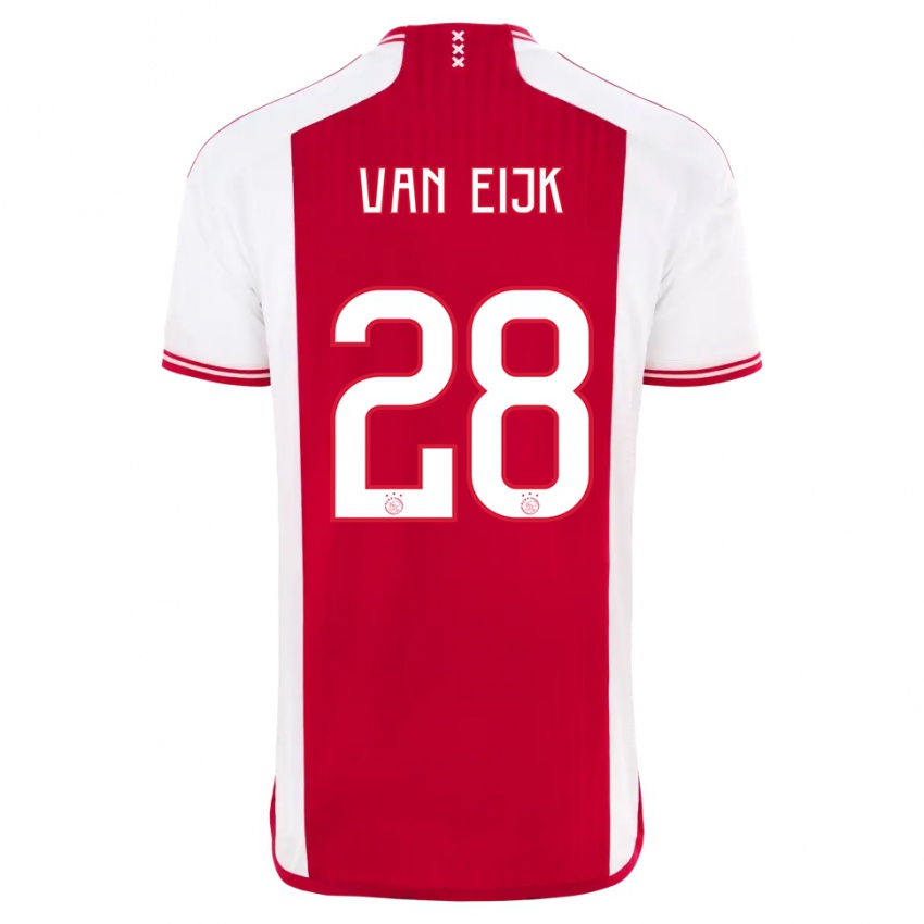 Homem Camisola Regina Van Eijk #28 Vermelho Branco Principal 2023/24 Camisa